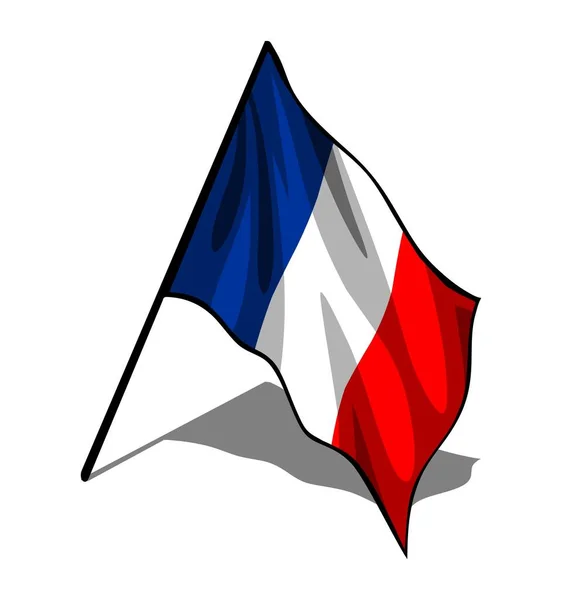 Witte Achtergrond Fladderen Franse Vlag — Stockvector