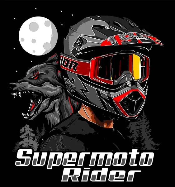 Amerikan bayrağı taşıyan supermoto binicisi