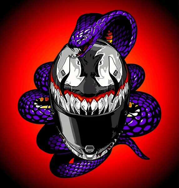 Purple Cobra Wrapped Devil Pattern Helmet — Stock Vector