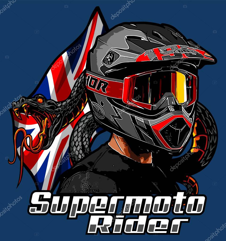 Supermoto rider with america flag