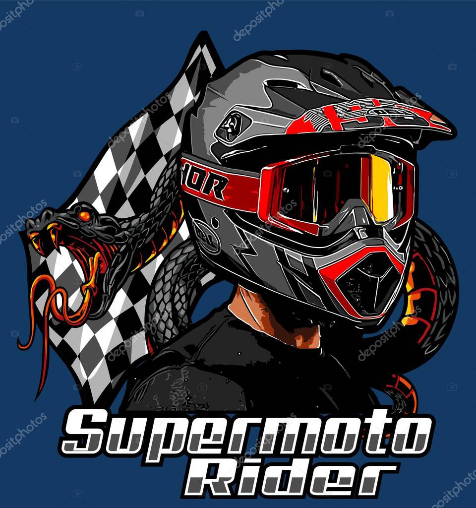 Supermoto rider with america flag