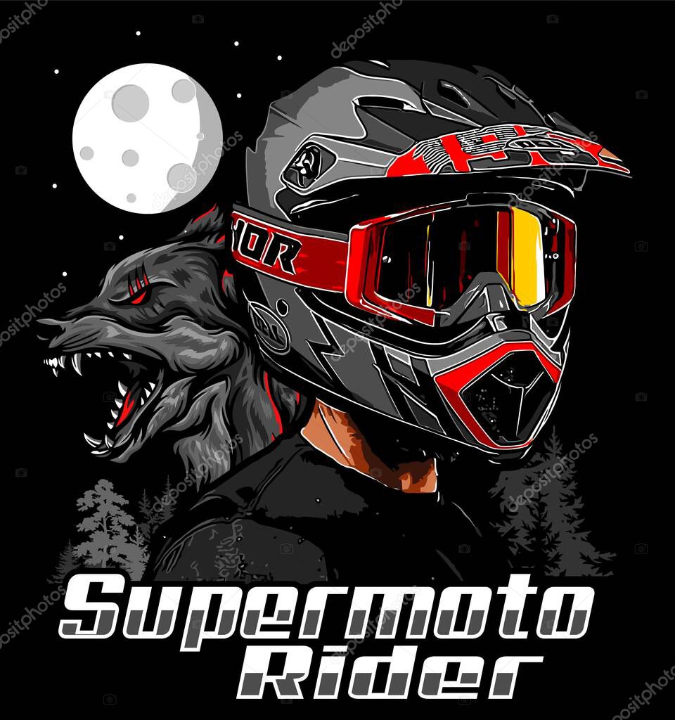 Supermoto rider with america flag