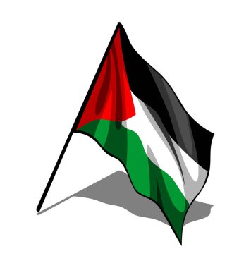 Beyaz arka plan üzerinde bayrak sallayarak Palestine