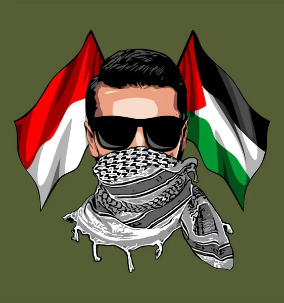 Palestinský Bojovník Pozadí Vlajky — Stockový vektor