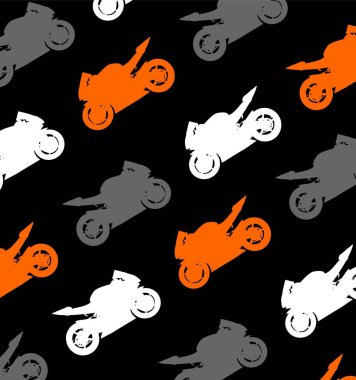 colorful sport motorbike pattern on black background