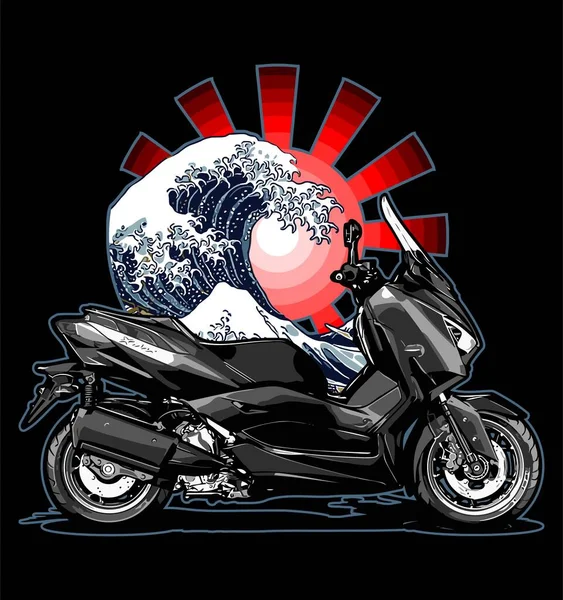 Big Scooter Sun Background —  Vetores de Stock