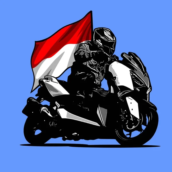 Big Automatic Scooter Indonesian Flag Background — Stok Vektör