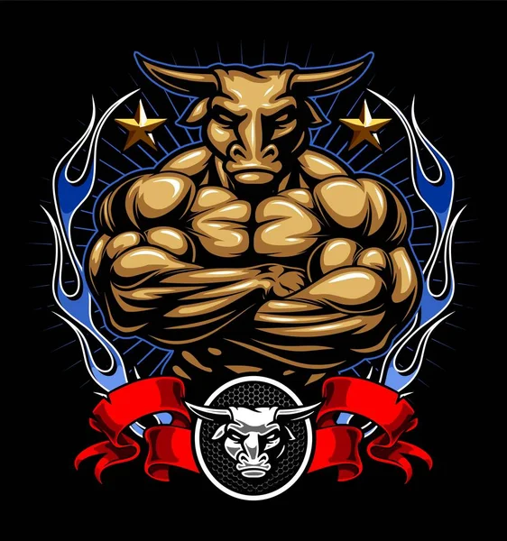 Kaslı insan vücuduna sahip bir boğa.