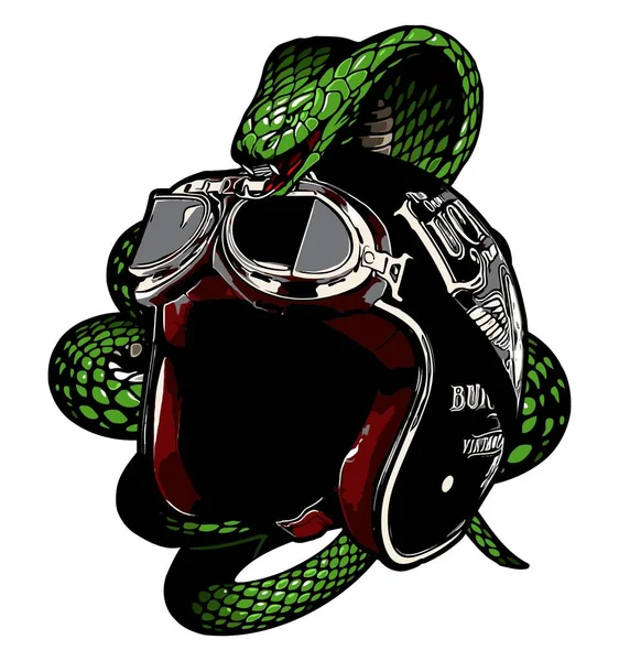 Classic Helmet Wrapped Snake — Stock Vector
