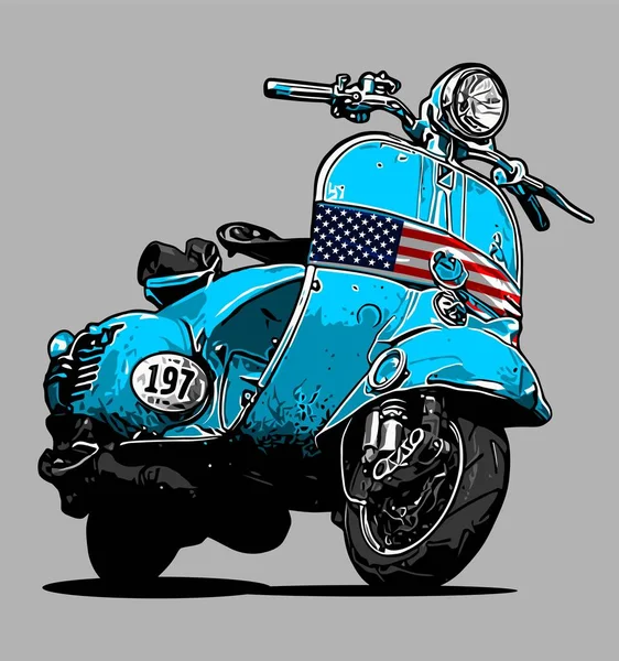 Scooter Classico Bandiera Americana — Vettoriale Stock