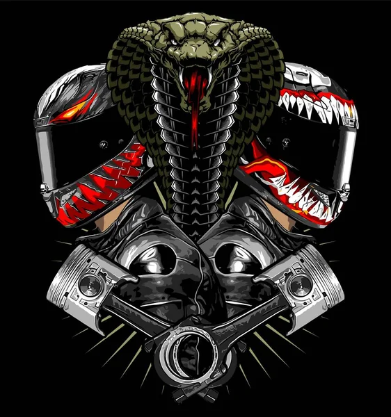 Cobra Two Biker Background Vector Template — 스톡 벡터