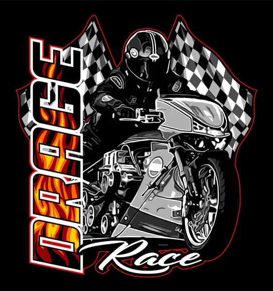 Dragrace Rider Checkered Flag Background — Stockvektor