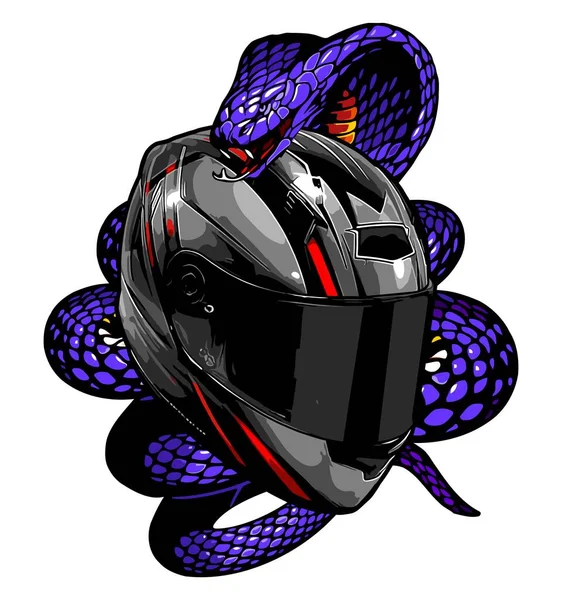 Gray Helmet Wrapped Snake — Stok Vektör
