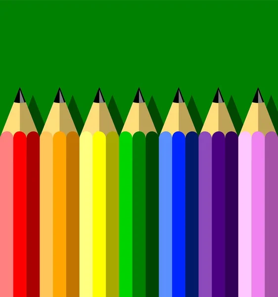 Green Background Colorful Writing Pencils — Wektor stockowy