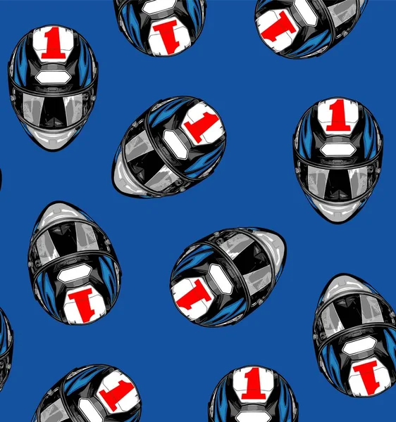 Helmet Pattern Number One Blue Background — Wektor stockowy