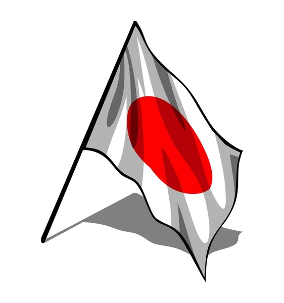Japonská Vlnící Vlajka Bílém Pozadí — Stockový vektor