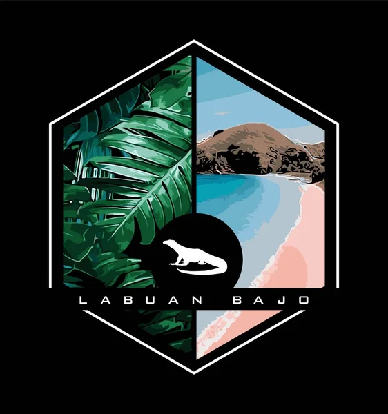 Liście Różowa Wyspa Labuan Bajo — Wektor stockowy