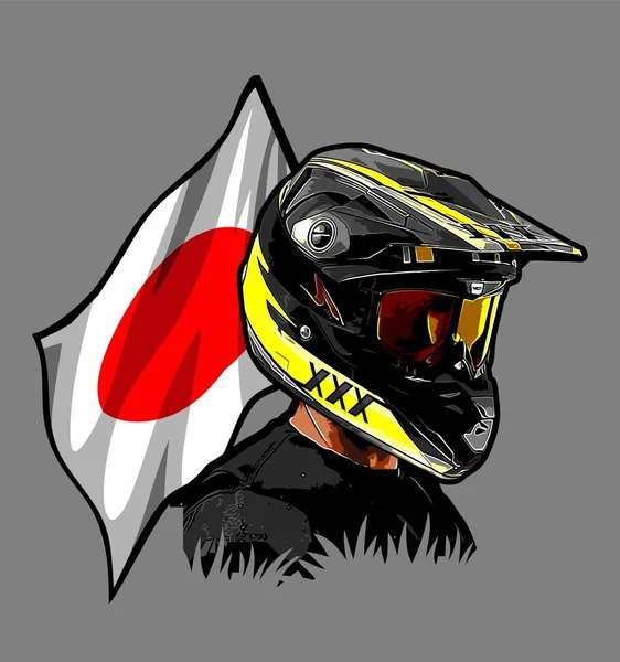 Pilote Motocross Drapeau Japonais — Image vectorielle