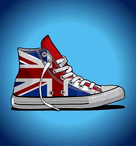 British Flag Μοτίβο Sneakers Μπλε Φόντο — Διανυσματικό Αρχείο