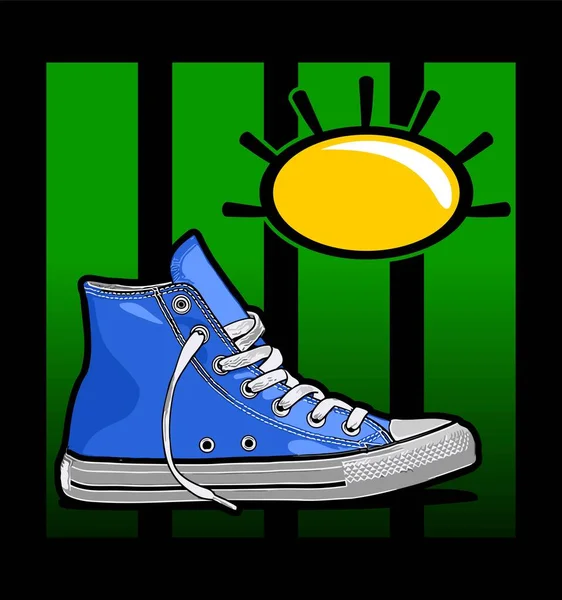 Lichtblauwe Sneakers Zon — Stockvector