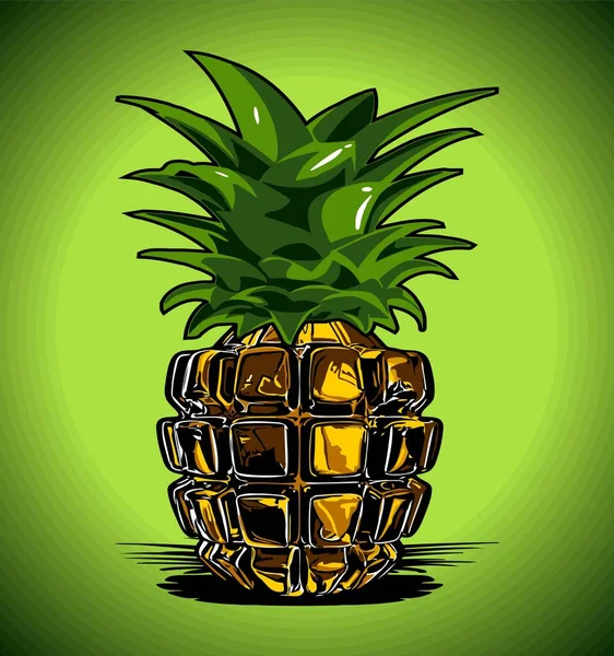 Ananas Vormige Granaat Groene Achtergrond — Stockvector