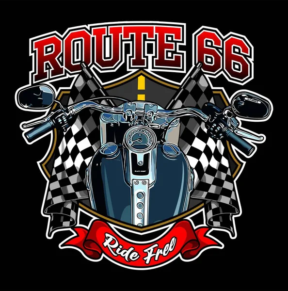 motosiklet üst görünümü ve kareli bayrak