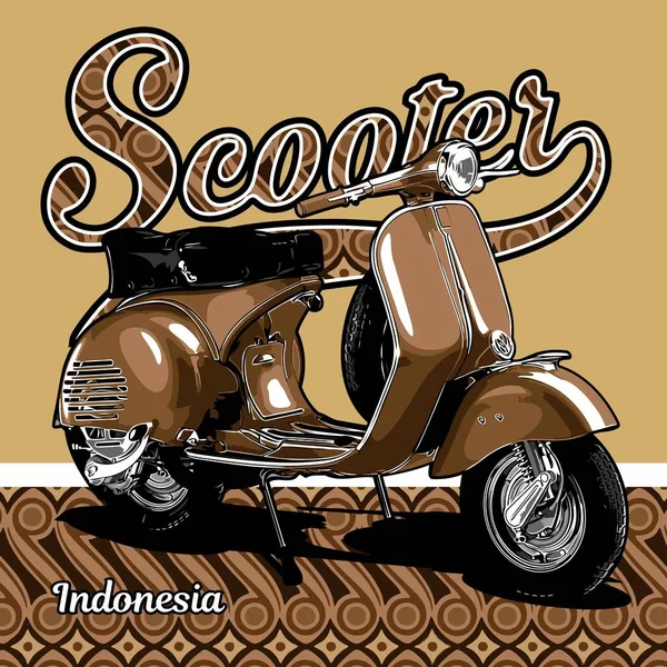 Endonezya Batik Desenli Scooter — Stok Vektör