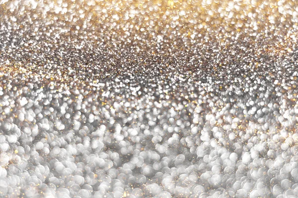 Silver Golden Sparkling Glitter Bokeh Background Natal Abstrato Desfocado Textura — Fotografia de Stock
