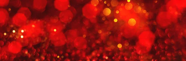 Fondo Bokeh Brillo Rojo Dorado Textura Navideña Luces Vacaciones Cabecera — Foto de Stock