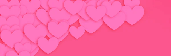 Roze achtergrond met hartjes banner — Stockfoto