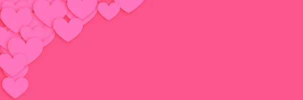 Roze achtergrond met hartjes banner — Stockfoto