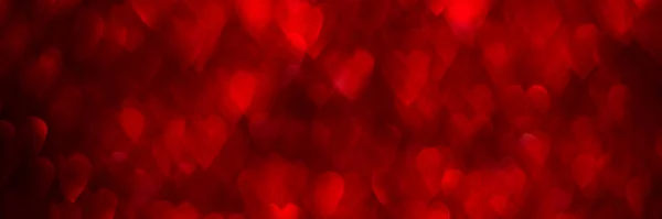 Red hearts bokeh background header — Stock Photo, Image
