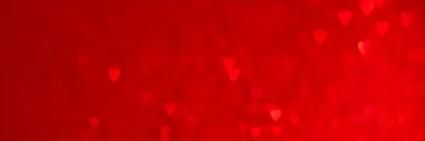 Red hearts bokeh background header — Stock Photo, Image