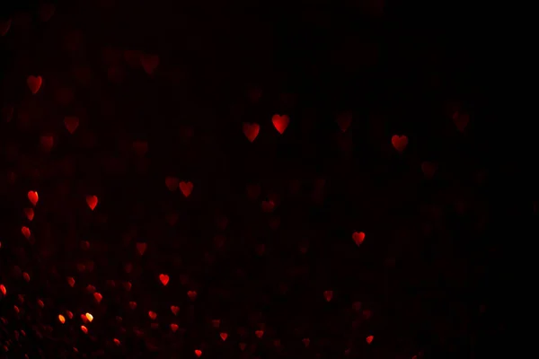 Corazones Rojos Brillante Brillo Fondo Bokeh Día San Valentín Abstracto —  Fotos de Stock