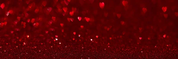 Красные Сердца Сверкающие Блёстки Фоне Текстуры Боке Праздничные Валентинки Абстрагируясь — стоковое фото