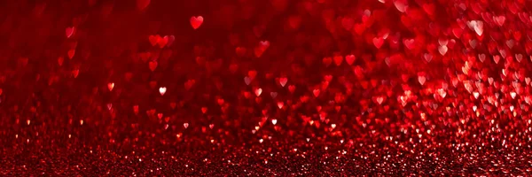 Corações Vermelhos Brilho Cintilante Bokeh Textura Fundo Férias Dia Dos — Fotografia de Stock