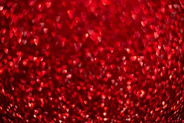 Coeurs Rouges Scintillant Fond Bokeh Pailleté Saint Valentin Texture Abstraite — Photo