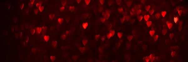 Rote Herzen Funkelnde Glitzernde Bokeh Hintergrundstruktur Feiertagsbeleuchtung Zum Valentinstag Abstrakte — Stockfoto