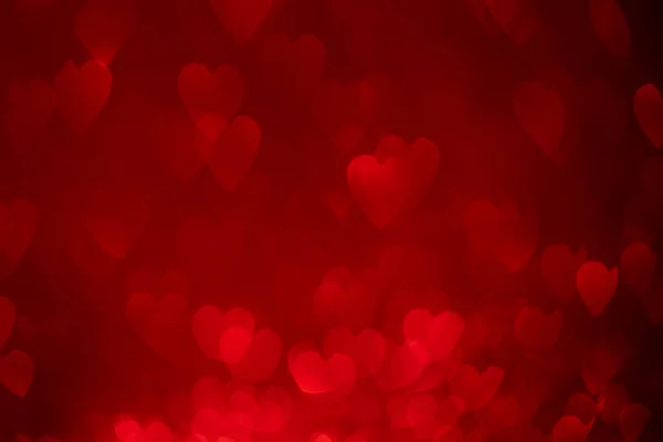 Rote Herzen Funkelnder Glitzernder Bokeh Hintergrund Valentinstag Abstrakte Defokussierte Textur — Stockfoto