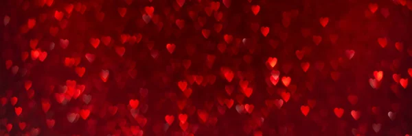 Coeurs Rouges Scintillante Texture Fond Bokeh Paillettes Fêtes Saint Valentin — Photo