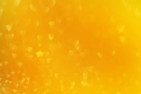Corações Amarelos Brilhantes Fundo Bokeh Brilho Cintilante Textura Desfocada Abstrata — Fotografia de Stock
