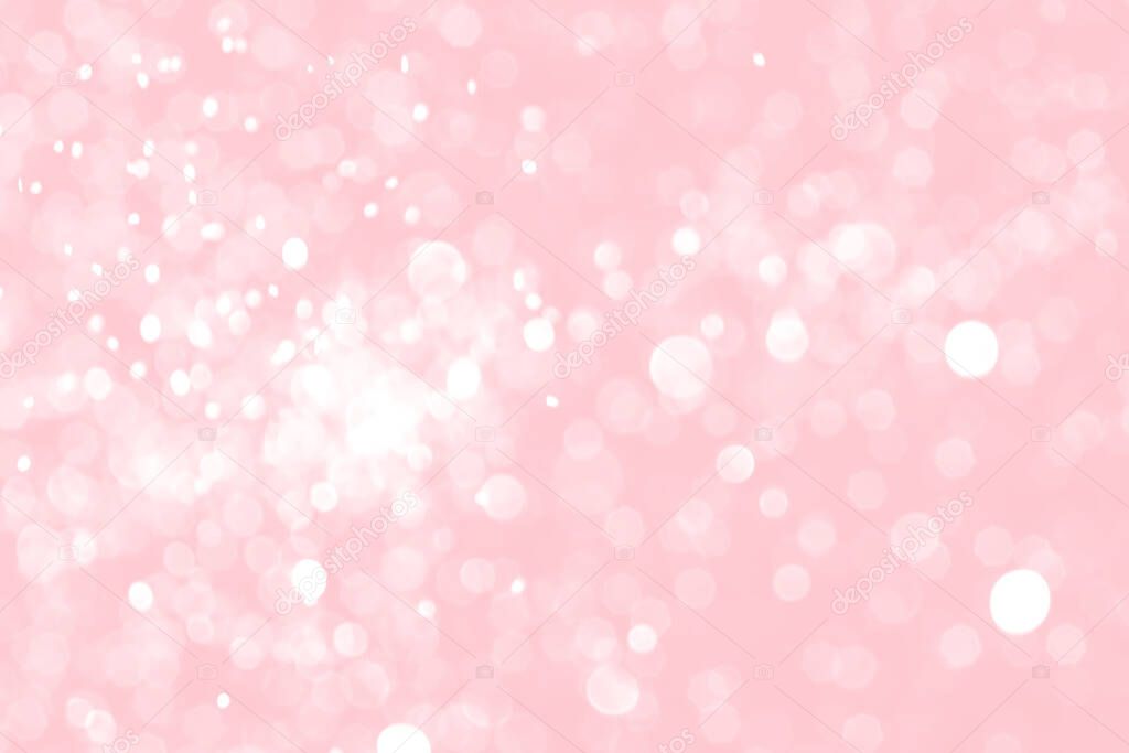 Pink sparkling glitter bokeh background, abstract defocused lights texture