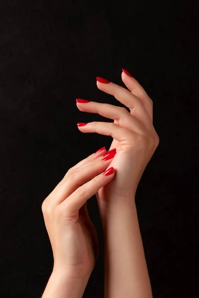 Female hands with red nails — Stock Photo, Image
