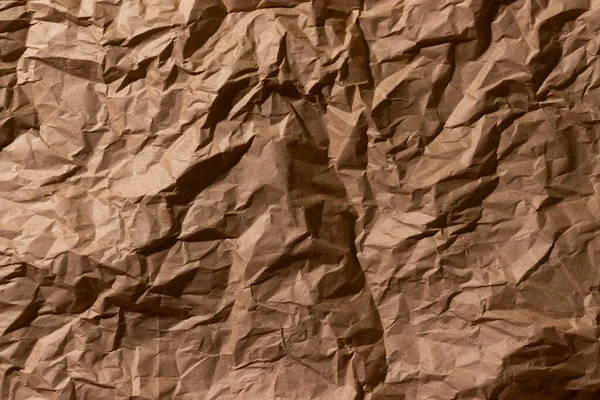 Brown Crumpled Enrugado Reciclar Artesanato Papel Textura Fundo — Fotografia de Stock