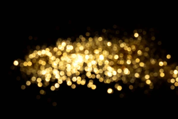 Luzes Bokeh Embaçadas Douradas Fundo Preto Brilho Brilham Estrelas Para — Fotografia de Stock