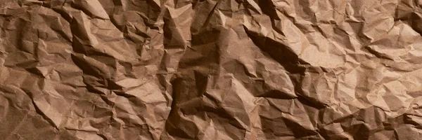 Brown Froissé Ridée Recycler Papier Artisanat Texture Bannière Arrière Plan — Photo