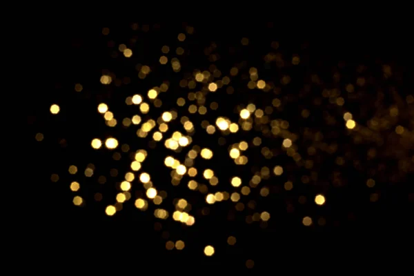 Luces Bokeh Borrosas Doradas Sobre Fondo Negro Glitter Estrellas Brillo —  Fotos de Stock