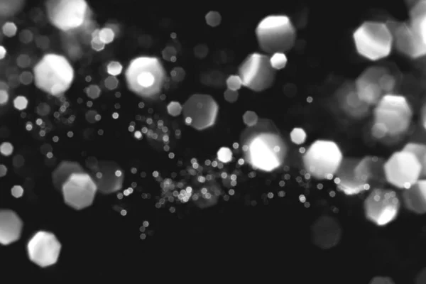 White Gray Blurred Abstract Bokeh Lights Black Background Snowy Shiny — Stockfoto