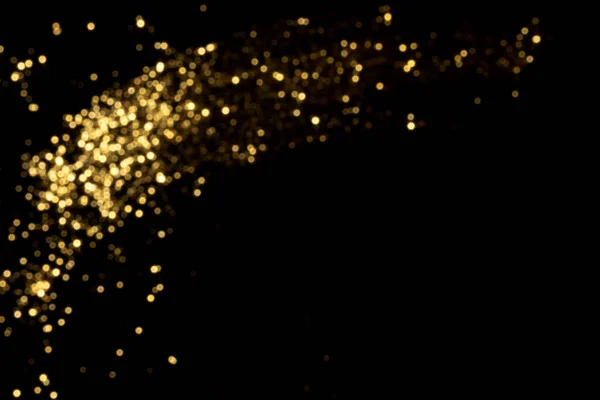 Siyah Arka Planda Altın Bulanık Bokeh Işıkları Kutlamak Için Işıldayan — Stok fotoğraf