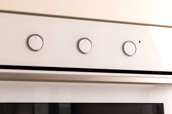Control Knobs Built Modern Oven Closeup — Stok Foto
